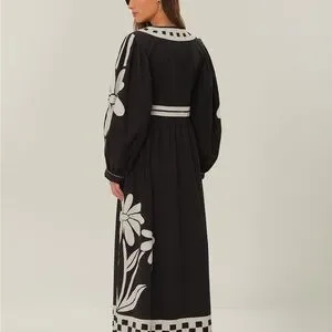 FARM Rio | Dresses | Black Nature Buttoned Maxi Dress | Poshmark